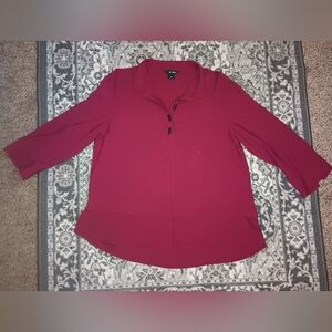 Ali Miles Woven Swing Top Large Toggle Button Burgundy Draped Lagenlook Asian